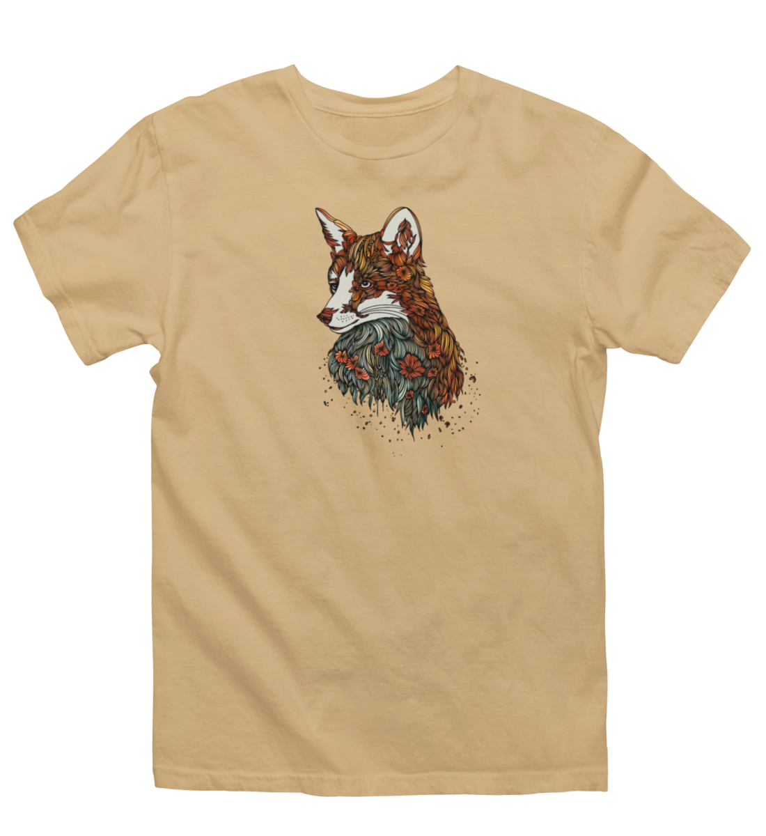 Fuchs Blumenmuster 100% Bio Unisex T-Shirt