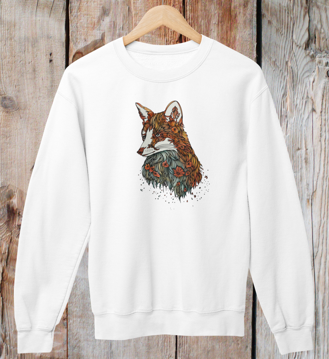 Fuchs Blumenmuster 100% Bio Unisex Sweatshirt