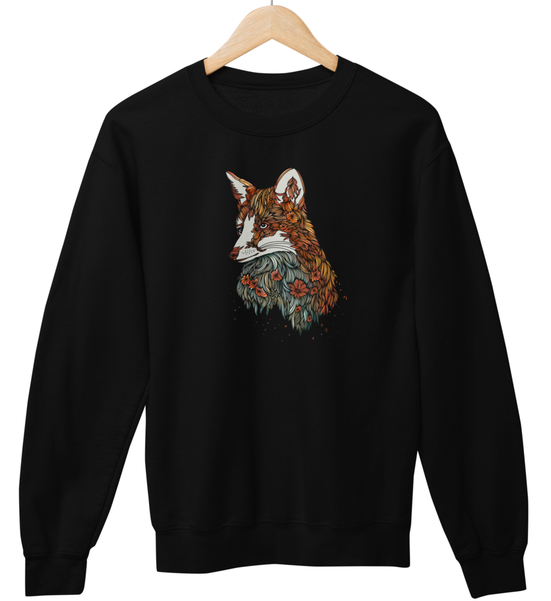 Fuchs Blumenmuster 100% Bio Unisex Sweatshirt
