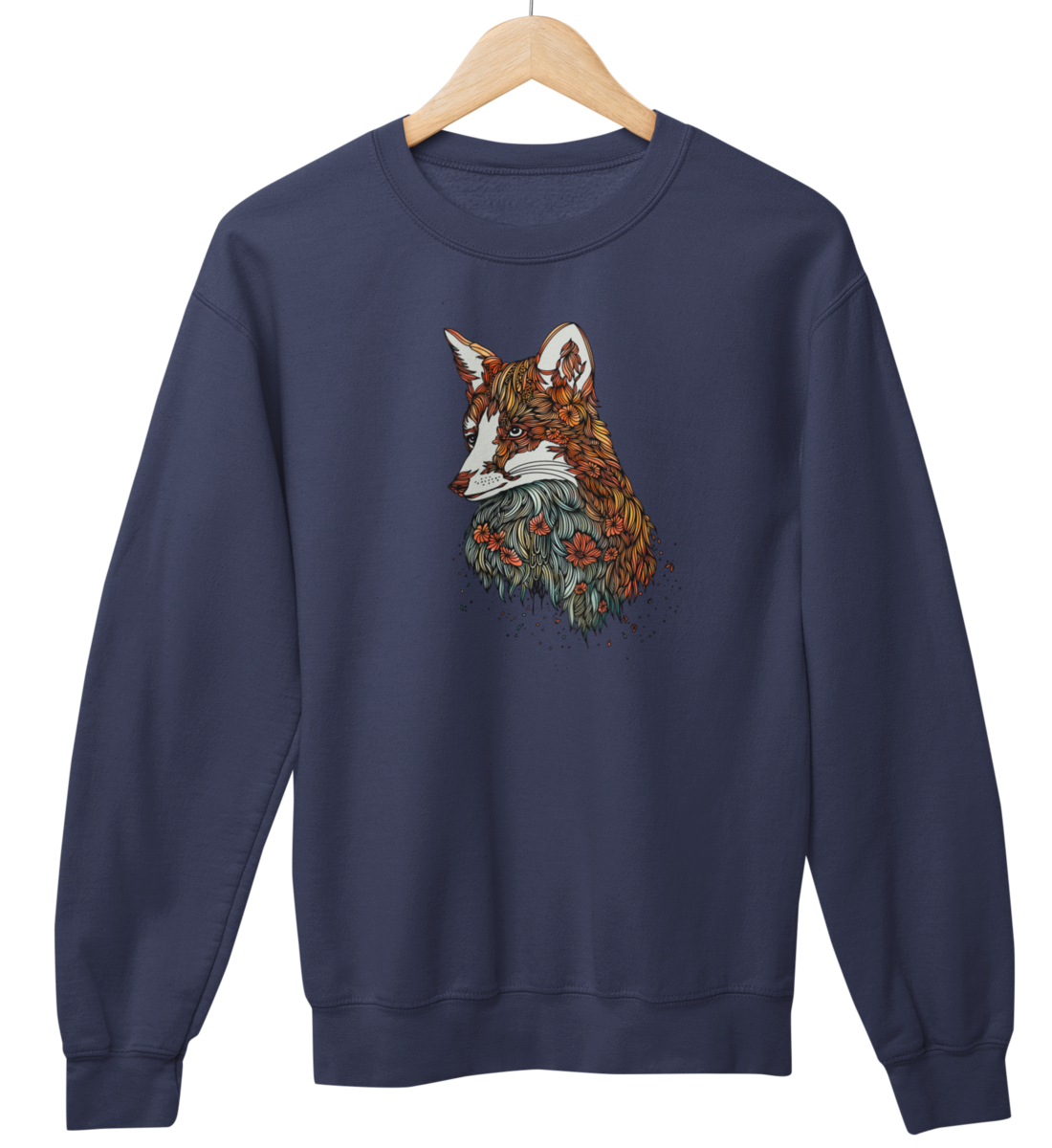Fuchs Blumenmuster 100% Bio Unisex Sweatshirt
