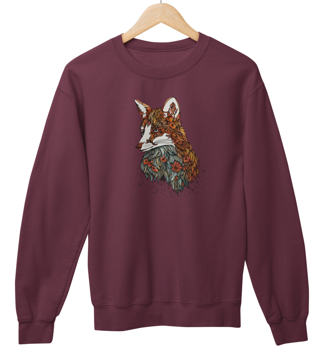 Fuchs Blumenmuster 100% Bio Unisex Sweatshirt