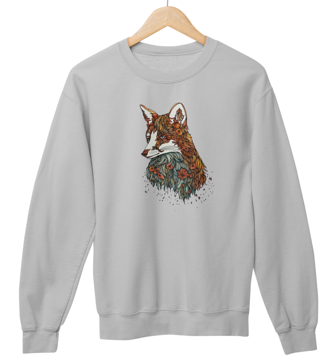Fuchs Blumenmuster 100% Bio Unisex Sweatshirt