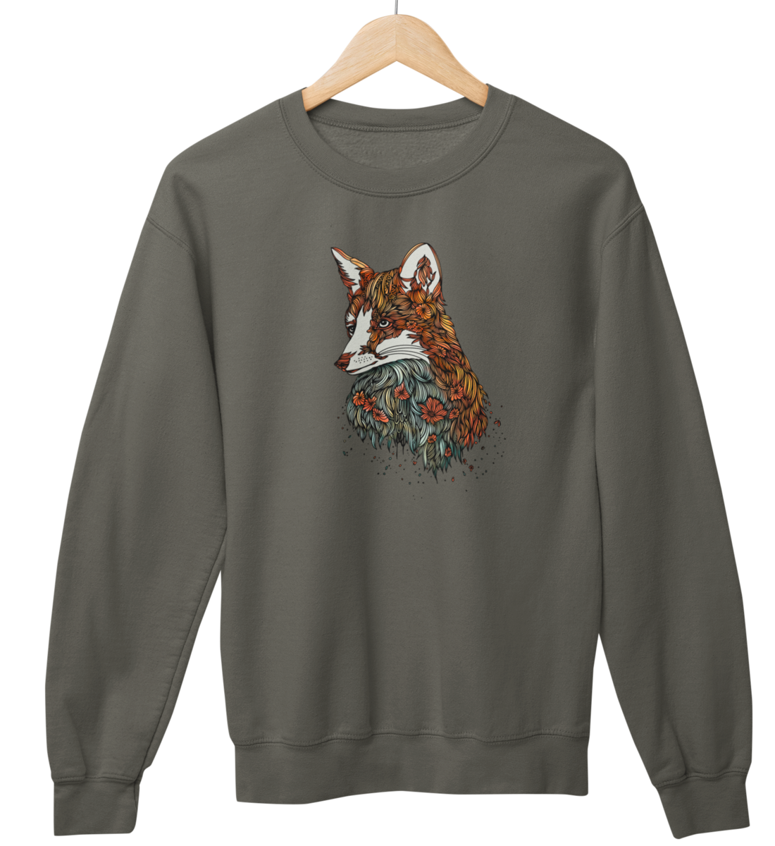 Fuchs Blumenmuster 100% Bio Unisex Sweatshirt