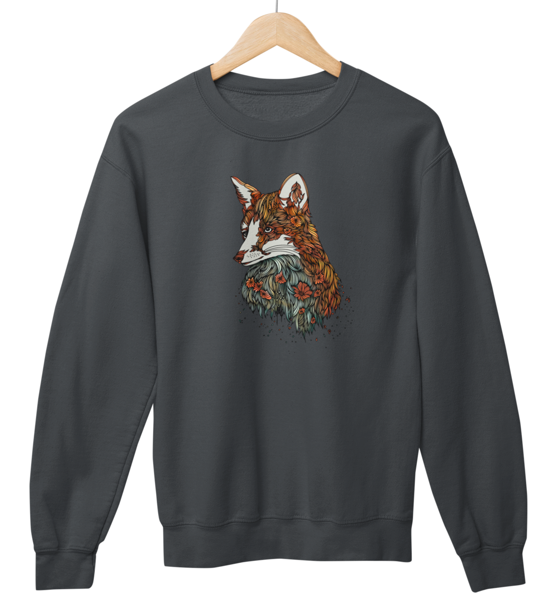 Fuchs Blumenmuster 100% Bio Unisex Sweatshirt