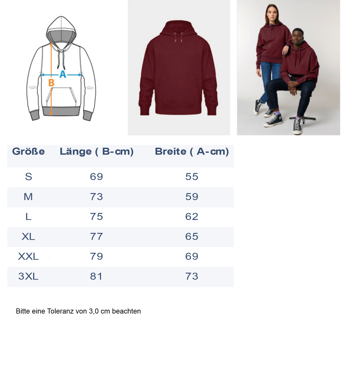 Fuchs Blumenmuster 100% Bio Unisex Hoodie