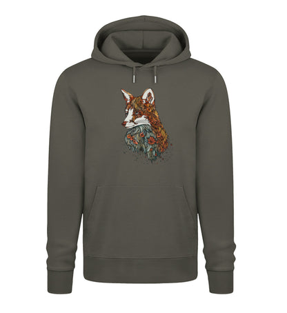 Fuchs Blumenmuster 100% Bio Unisex Hoodie