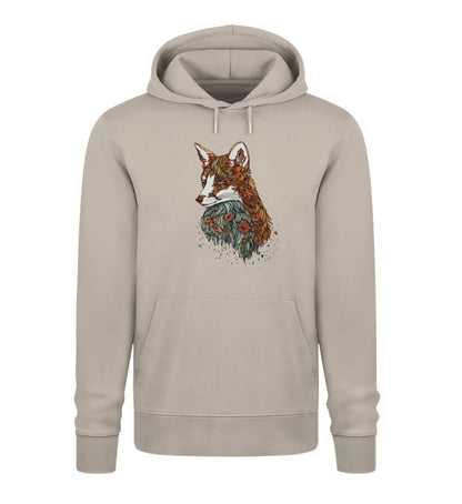 Fuchs Blumenmuster 100% Bio Unisex Hoodie