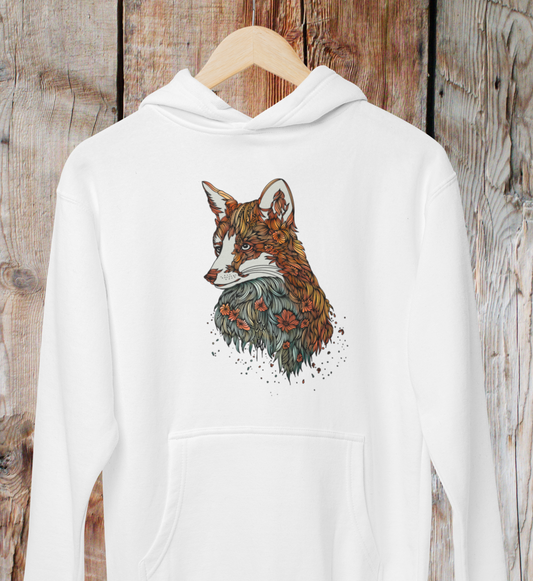 Fuchs Blumenmuster 100% Bio Unisex Hoodie