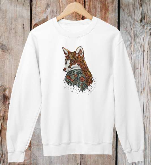 Fuchs Blumenmuster 100% Bio Unisex Sweatshirt