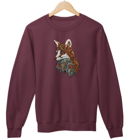 Fuchs Blumenmuster 100% Bio Unisex Sweatshirt