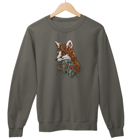 Fuchs Blumenmuster 100% Bio Unisex Sweatshirt
