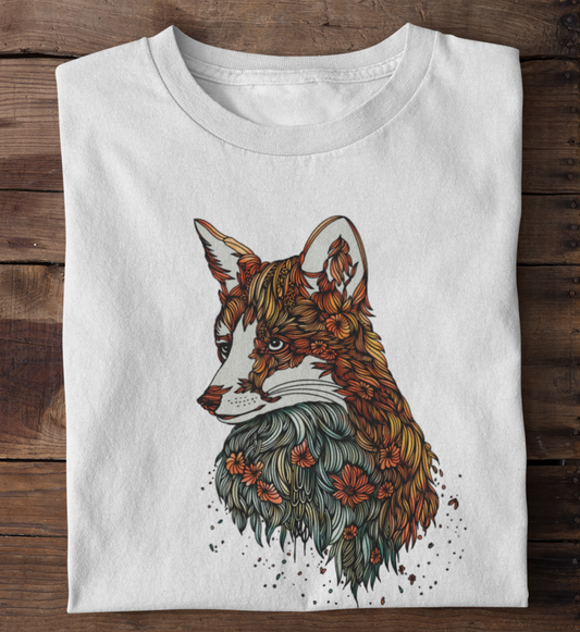 Fuchs Blumenmuster 100% Bio Unisex T-Shirt