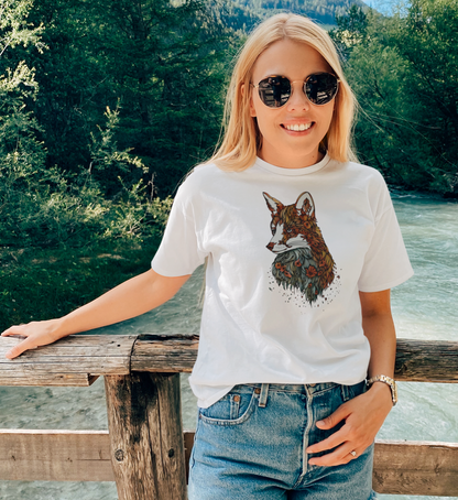 Fuchs Blumenmuster 100% Bio Unisex T-Shirt
